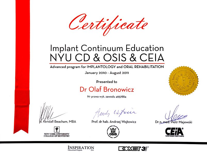 Implant Continuum Education NYU CD & OSIS & CEIA
