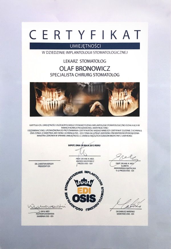 Certyfikat Umiejętności EDI OSIS